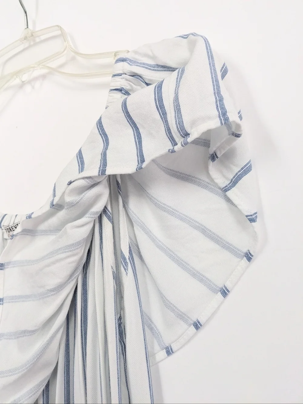 Forever 21 Womens White Blue-Striped Off-Shoulder Summer Maxi Dress